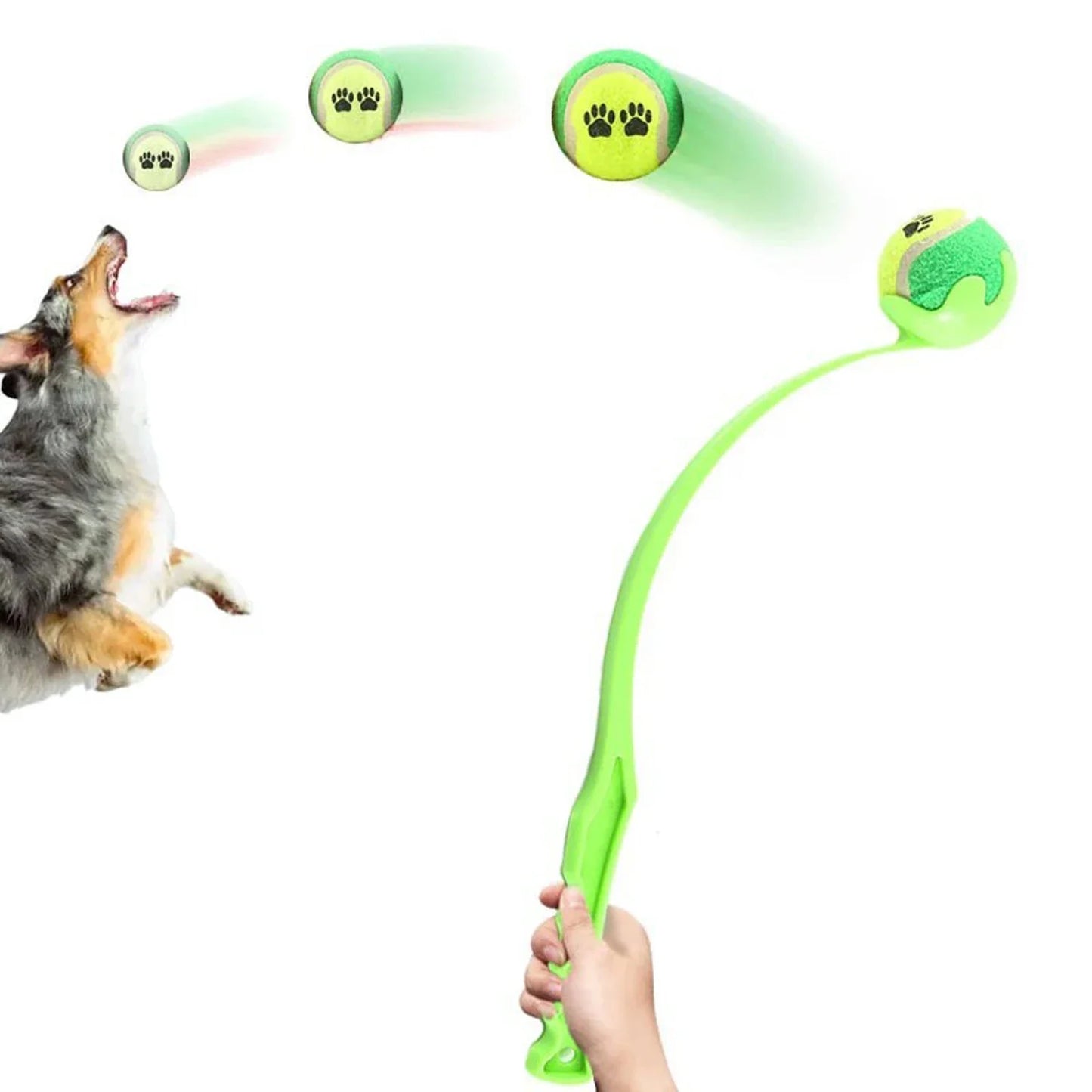 Pet Tennis Ball Launcher Set Outdoor Dog Training Toy Fetch Play Durable Ergonomic Handle Interactive Ball Picking Pet Supplies