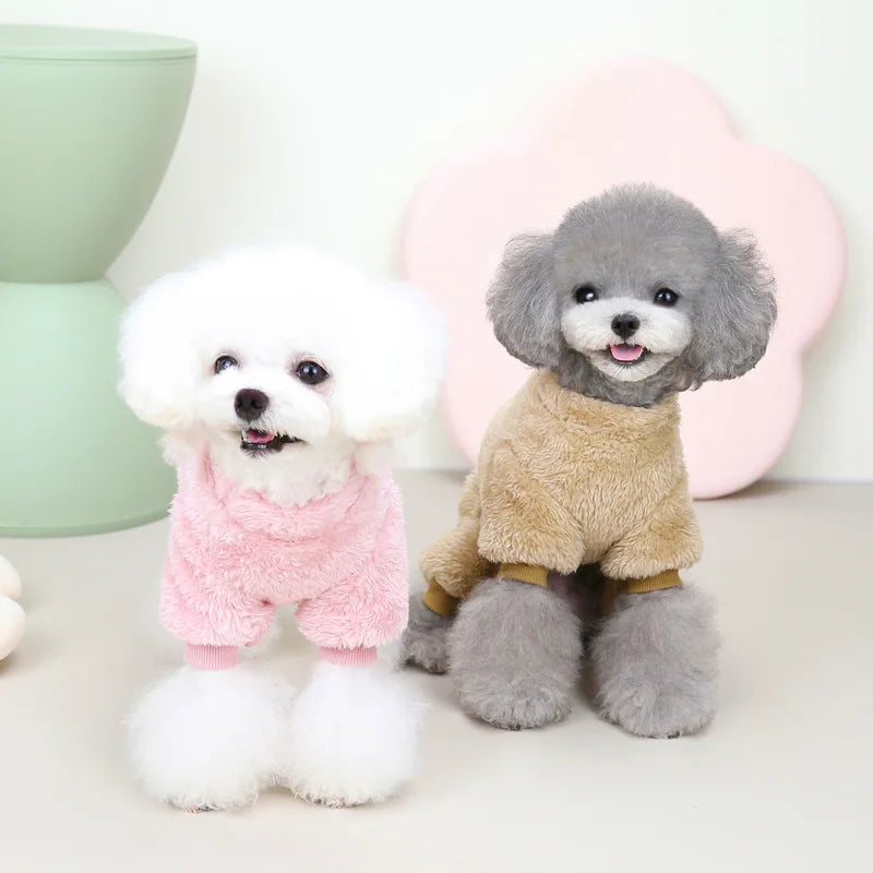Thermal Fleece Dog Jumpsuit Pajamas Warm Puppy Kitten Sleepwear for Chihuahua Poodle Small Pets Soft Comfortable Pet Clothing