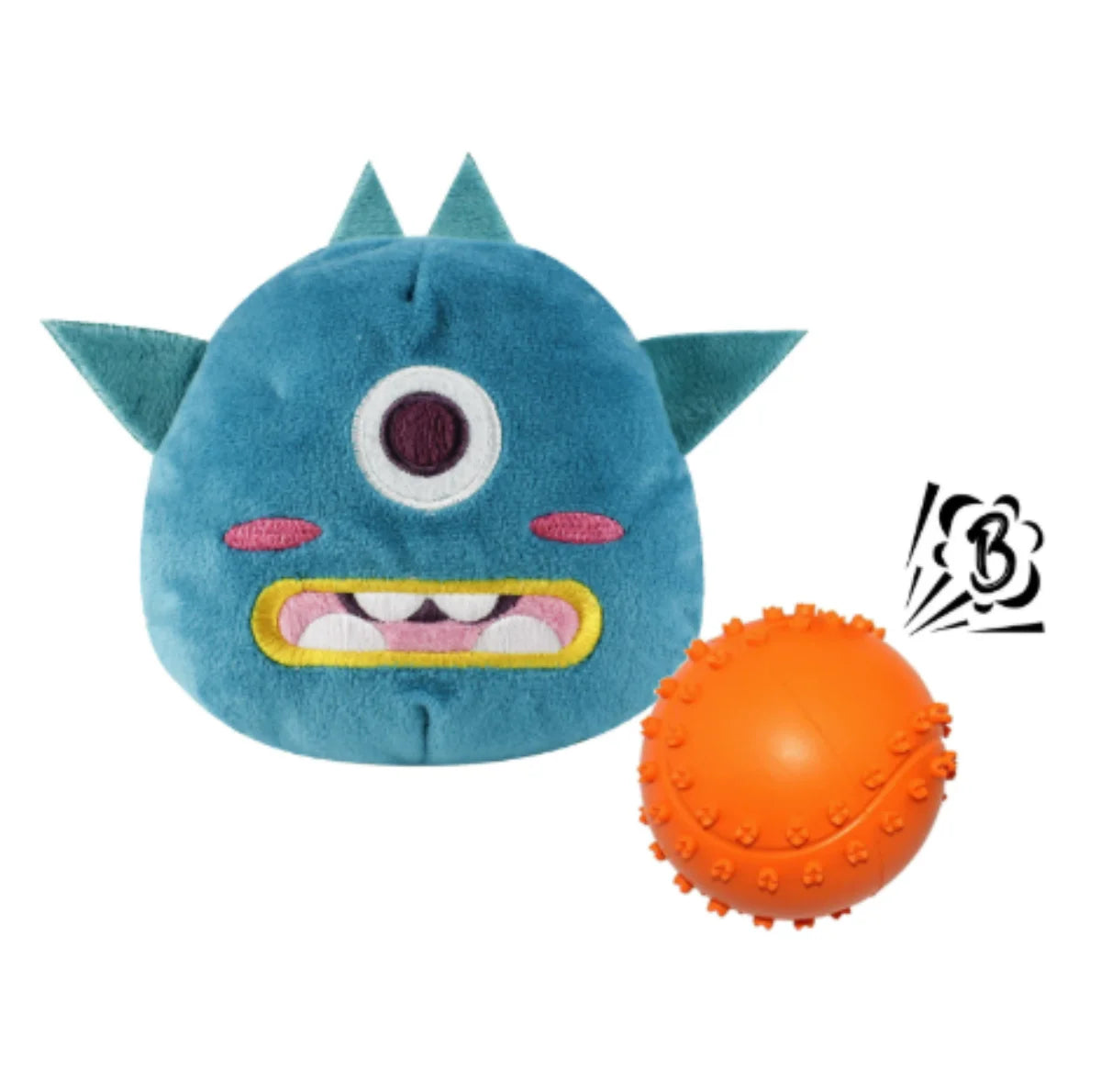 ATUBAN Dog Interactive Toys 2in1 Dog Plush Squeaky Small Balls Pet Toys Halloween Xmas for Small Medium Large Dogs,Blue Monster