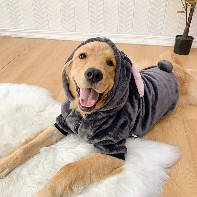 Warm Winter Pet Clothing Plush Rabbit Dog Outside Christmas Cape New Year Coat Trench Coat Plus Wool Thick Warm Coat Gift