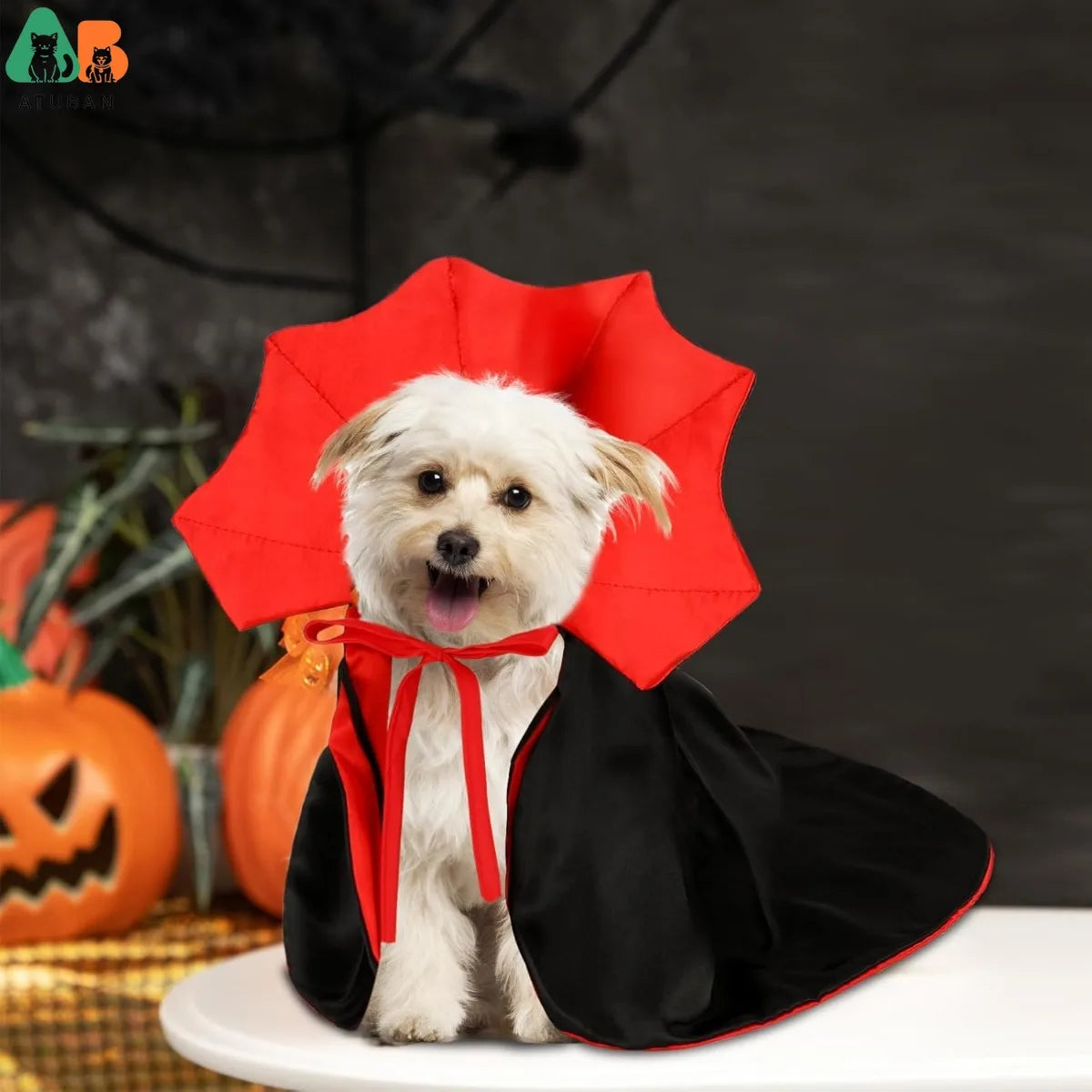 ATUBAN Cat Vampire Cloak Funny Dog Halloween Costumes Dog Mantle Apparel Pet Clothing Vampire Cape for Cat Puppy Small Dog