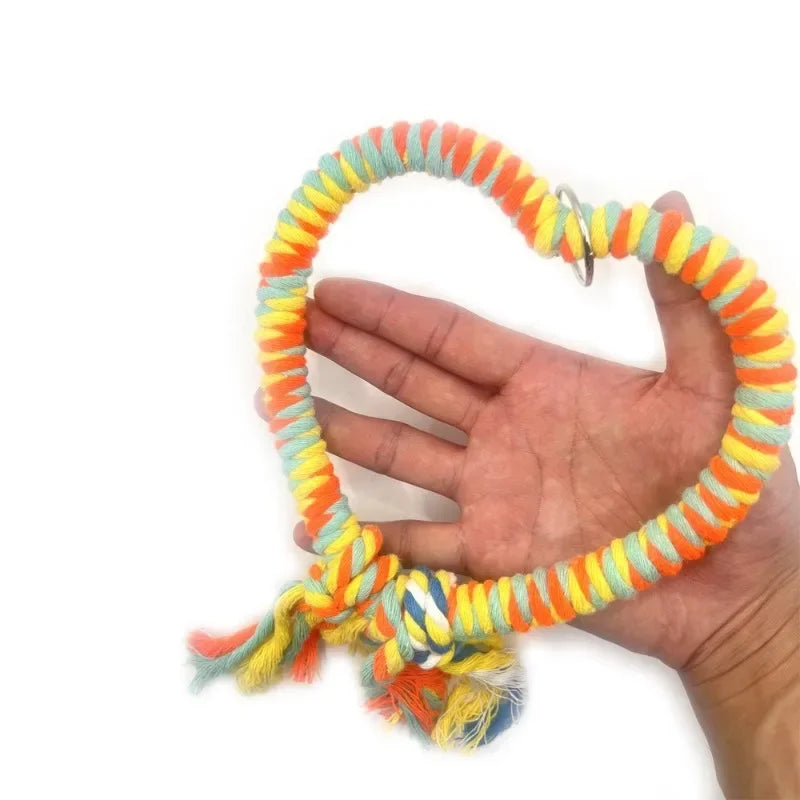 Pet Bird Cotton Rope Heart Shape Stand Chewing Bite Parrot Hanging Cage Swing Rope Ring Stand Climb Toy Bird Supplies
