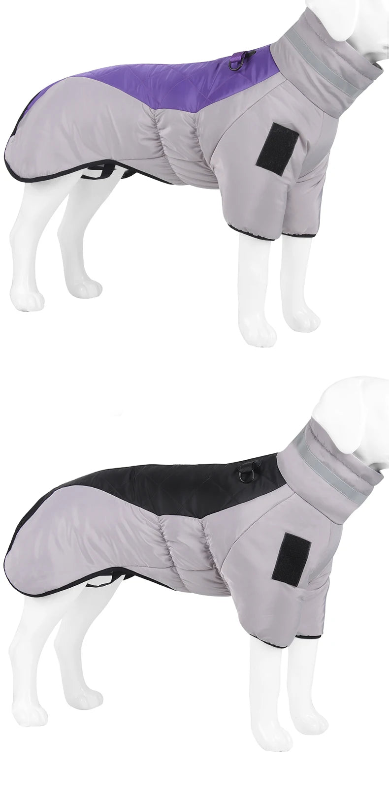 Winter Warm Dog Down Jacket Waterproof Large Dog Coat Reflection High Collar Pet Clothing for Medium Large Dogs Golden Retriever