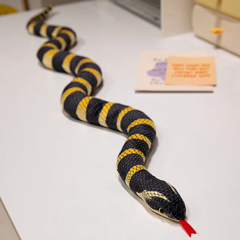 100/150cm Simulation Long Pattern Boa Snake Plush Doll Realistic Black And White Pattern Silver Ring Snake Toy For Boys Pet Toys