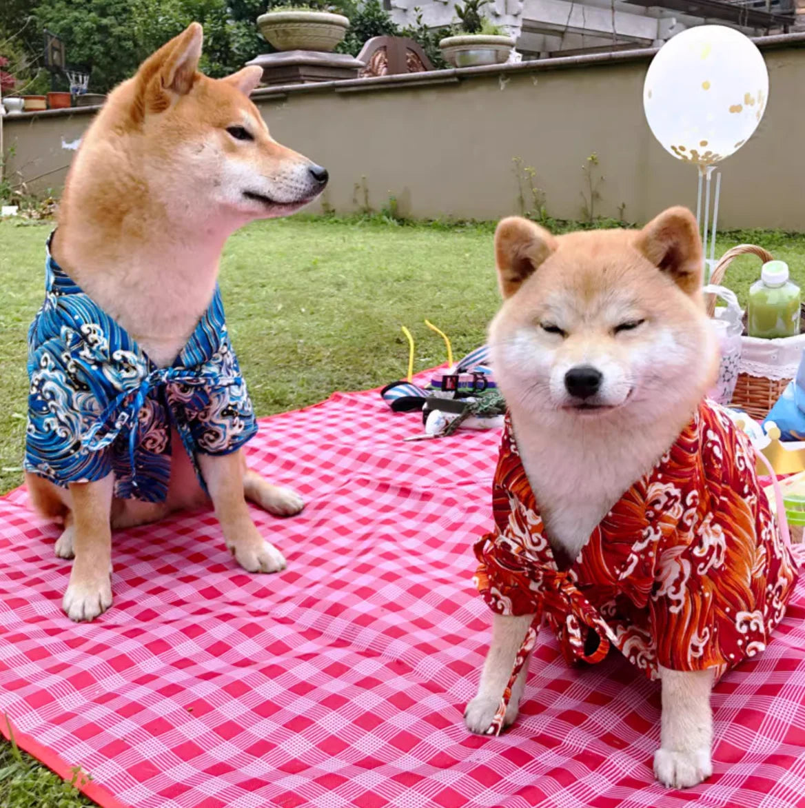 Japanese Style Pet Kimono Spring Summer Clothes for Cats And Dogs Small to Medium Size Shiba Inu Corgi Puppy Costume Outfit