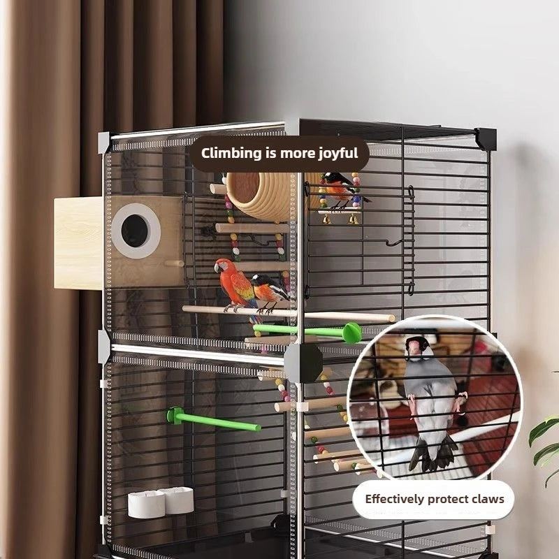 Transparent Ornamental Cage Parrot Bird Cage Double-layer Large Space Bird Supplies Easy Interactive House with Drawer Tray