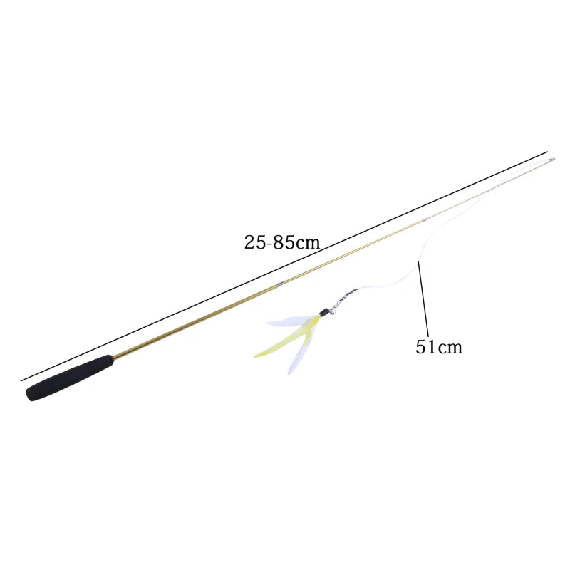Pet Cat Toy Super Long Three Section Telescopic Rod Cat Teaser Stick Feather Replacement Head Cat Teaser Supplies New