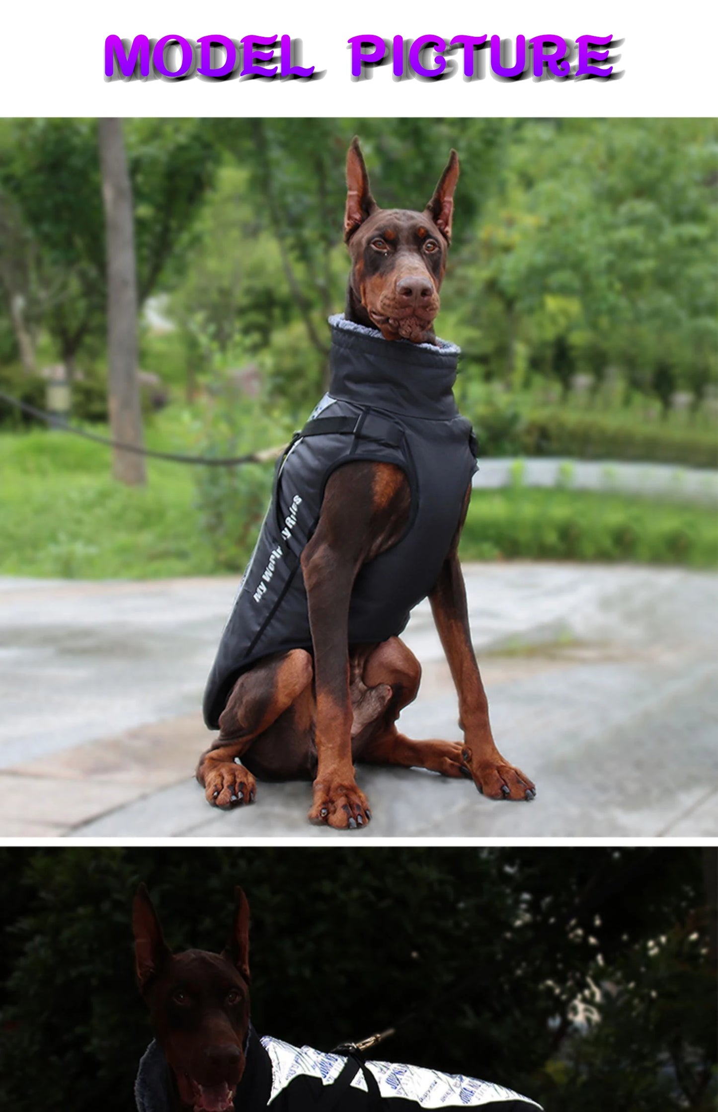 Waterproof Large Dog Clothes Winter Dog Coat With Harness Furry Collar Warm Pet Clothing Big Dog Jacket Labrador Bulldog Costume