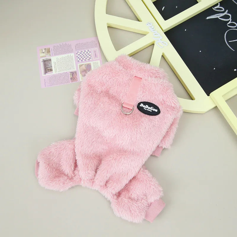 Thermal Fleece Dog Jumpsuit Pajamas Warm Puppy Kitten Sleepwear for Chihuahua Poodle Small Pets Soft Comfortable Pet Clothing