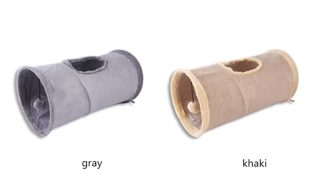 Collapsible Cat Tunnel Suede Fabric Puppy Rabbit Play Chase Hide Tunnel Tube Indoor for Game Exercising Hiding Training Pet Toys