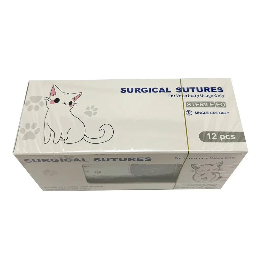 12pcs Pet Specific PDO 3/8 Circle 90CM With Needle 2/0 3/0 4/0 5/0 round bodied / reverse cutting Animal Cat Dog Pet Care Room