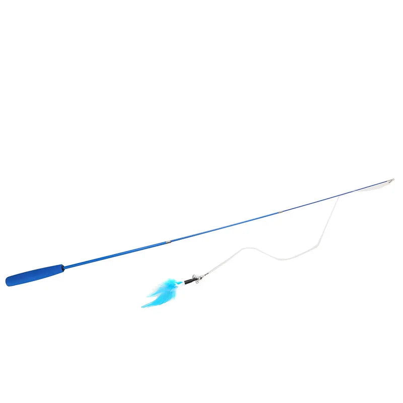Pet Cat Toy Super Long Three Section Telescopic Rod Cat Teaser Stick Feather Replacement Head Cat Teaser Supplies New