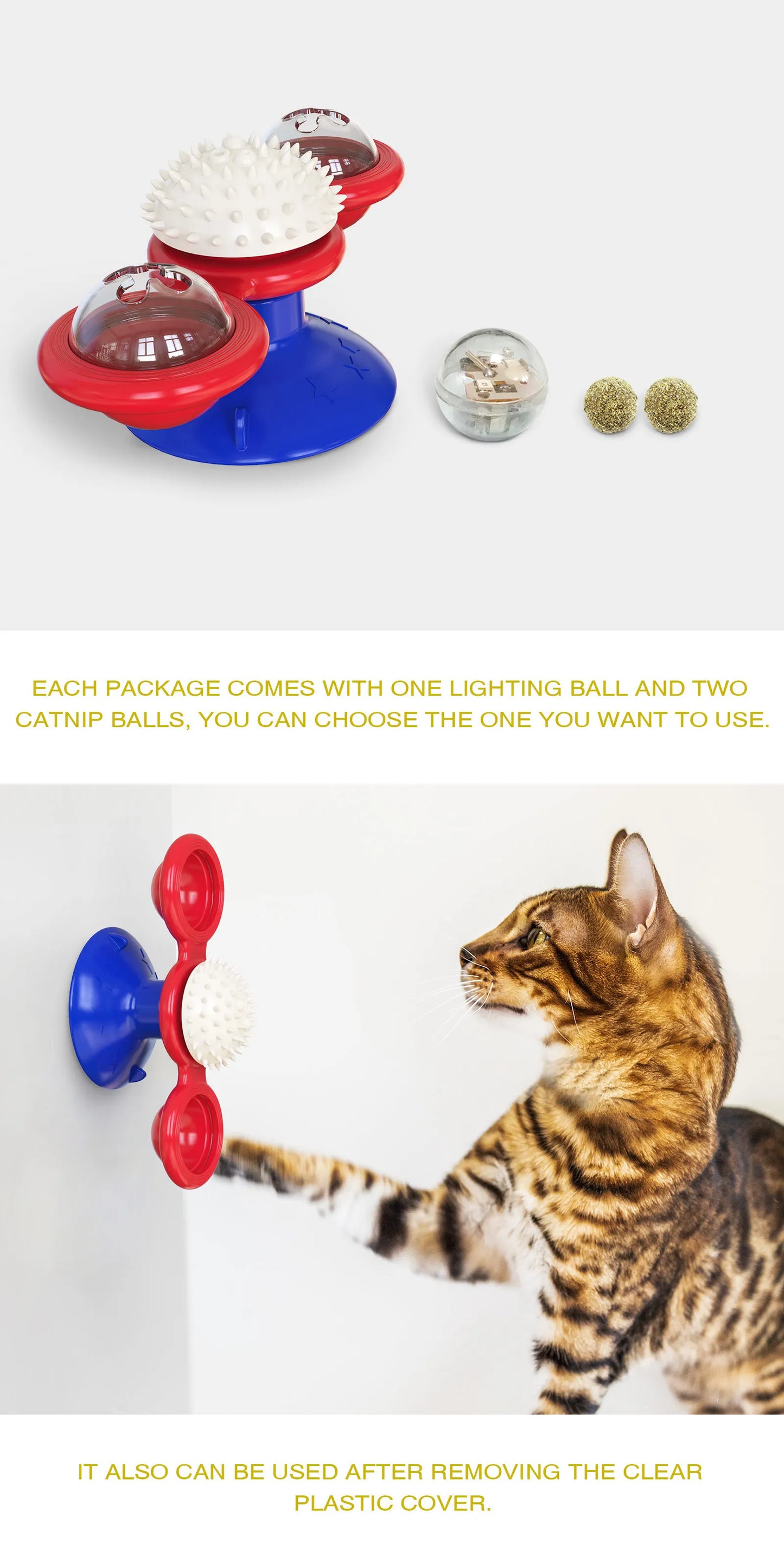 Windmill Rotating Cat Toy Turntable Interactive Pet Scratcher Hair Brush Catnip Teaser Toy for Kittens Cats Pet Supplies