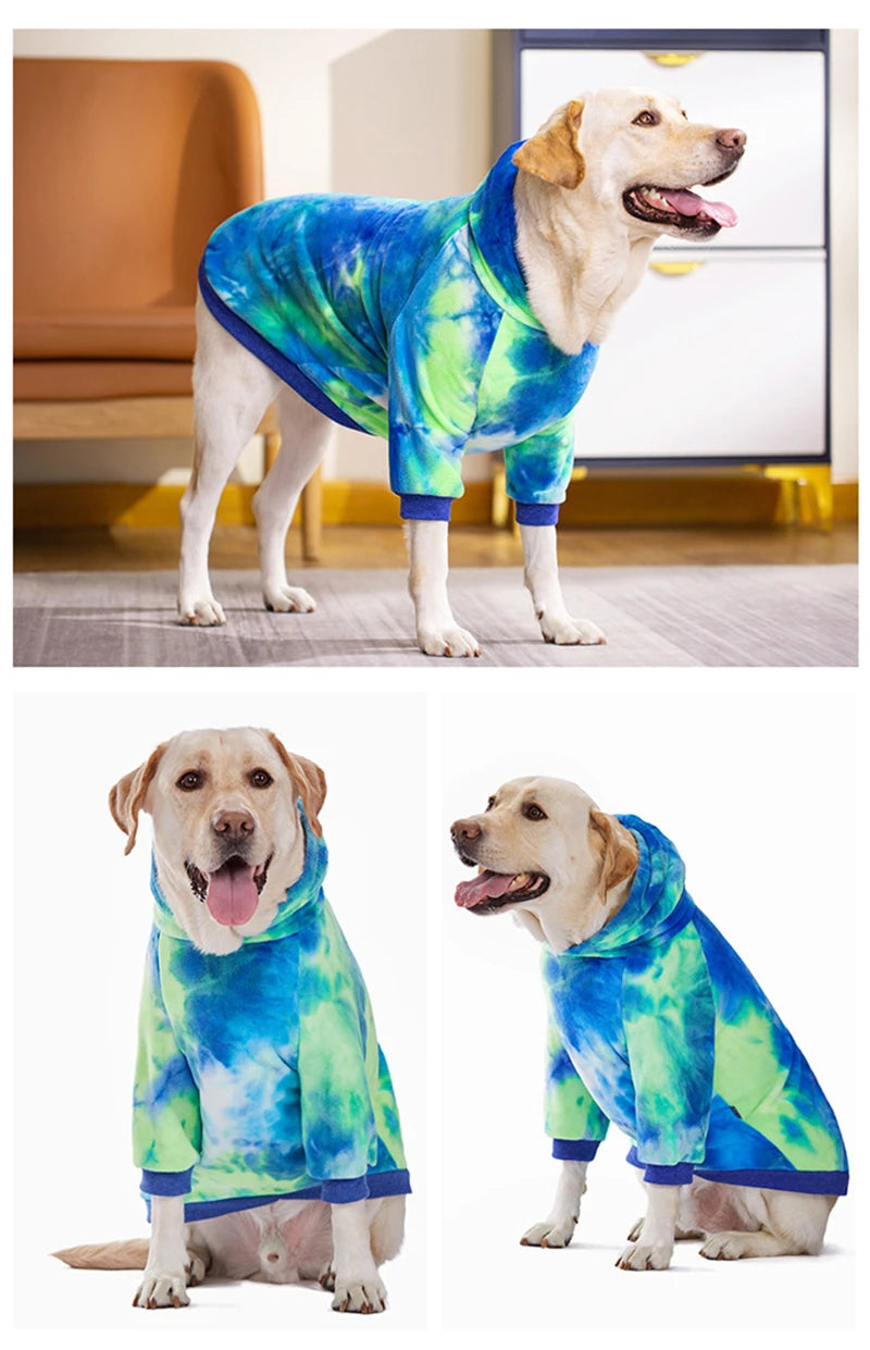 Pink Tie Dye Fleece Dog Clothes Winter Hooded Sweatshirts For Dogs Warm Coat Chihuahua Labrador Retriever Pet Clothing Dog Hood