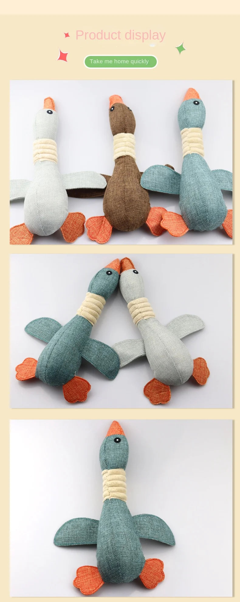 New Pet Toy, Large Goose-Shaped Toy That Makes Sound, Is Durable and Teeth-Cleaning, Suitable for Dogs and Cats