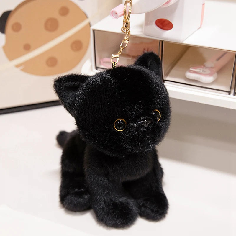 15CM Cute Simulated Cat Doll Plush Toy Stuffed Soft Animal Plush White Gray Kitten Car Pendant Keychain Kids Girls Gift Pet Toys