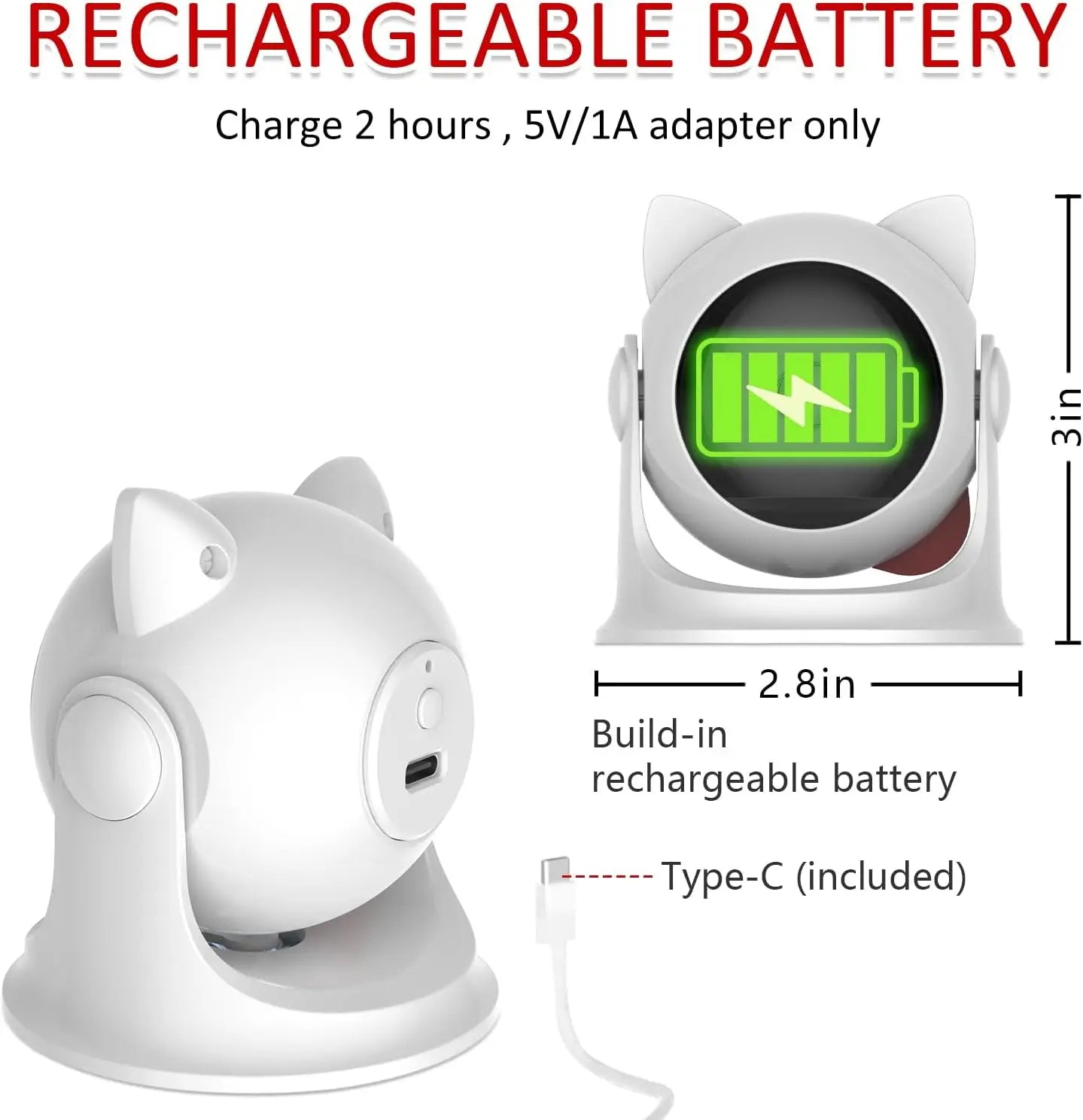 ATUBAN Automatic Cat Laser Toys, Interactive Cat Toys Built-in Real Motion Sensor, Multi-Angle Adjustable Rechargeable Pet Toys