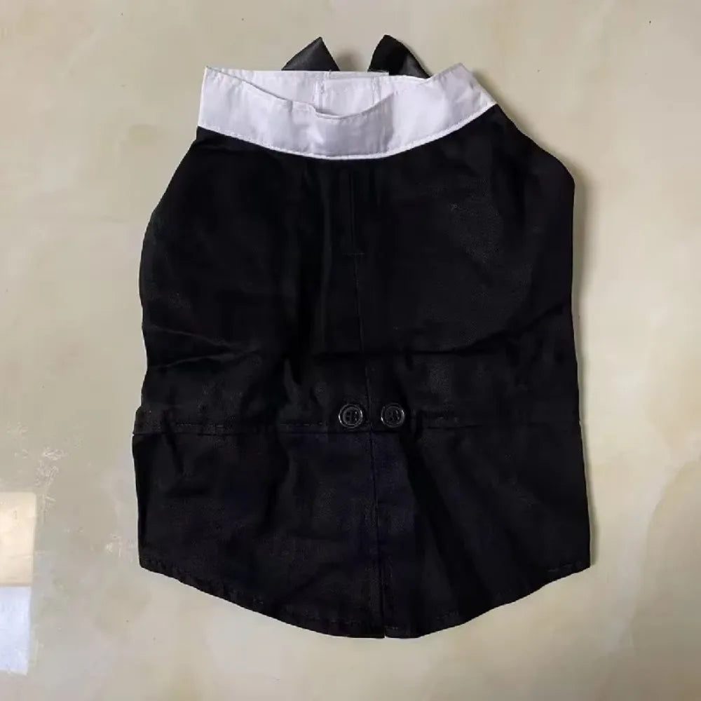 Halloween Dog Costume Pet Formal Tuxedo Dress & Wedding Suit Big Dog Clothes with Black Bow Cosplay Large Pet Clothing for Party