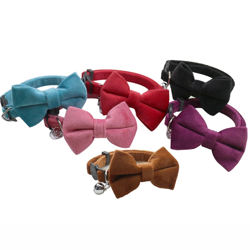 Pet Collars New Pet Bow Bell Collars Cute Cat Collars Pet Supplies Multicolor Adjustable Pets Dressing Tool Pets Accessories