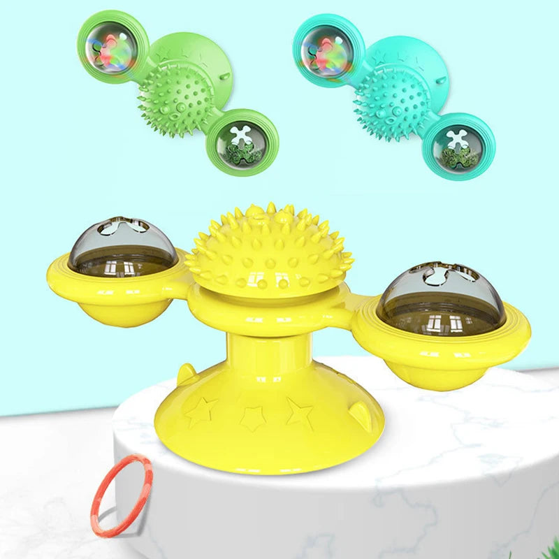 Windmill Rotating Cat Toy Turntable Interactive Pet Scratcher Hair Brush Catnip Teaser Toy for Kittens Cats Pet Supplies