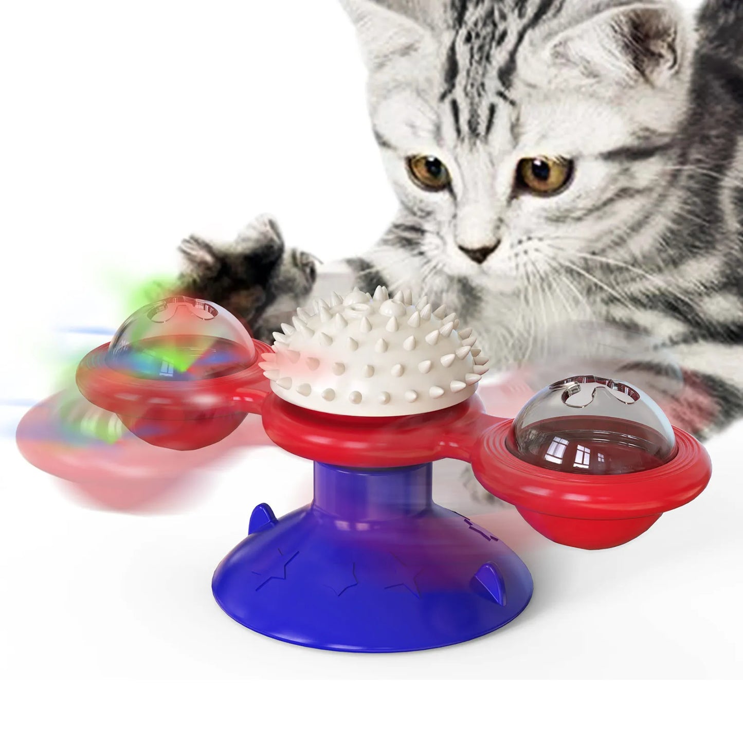 Windmill Rotating Cat Toy Turntable Interactive Pet Scratcher Hair Brush Catnip Teaser Toy for Kittens Cats Pet Supplies