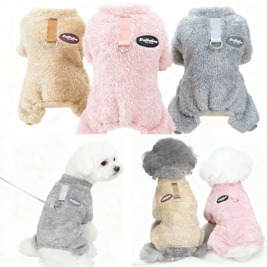 Thermal Fleece Dog Jumpsuit Pajamas Warm Puppy Kitten Sleepwear for Chihuahua Poodle Small Pets Soft Comfortable Pet Clothing