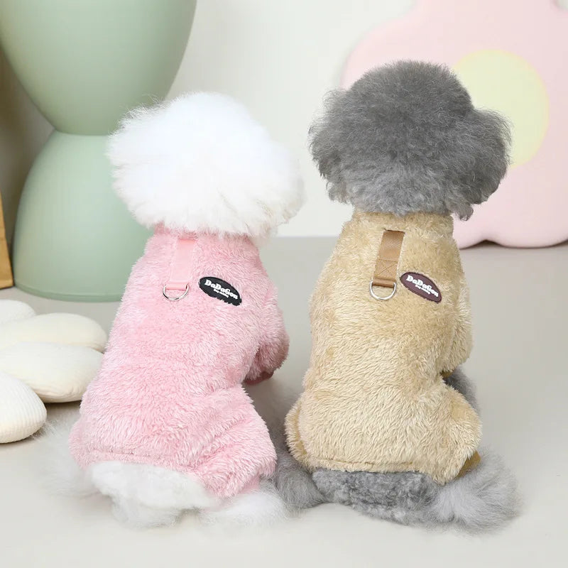 Thermal Fleece Dog Jumpsuit Pajamas Warm Puppy Kitten Sleepwear for Chihuahua Poodle Small Pets Soft Comfortable Pet Clothing