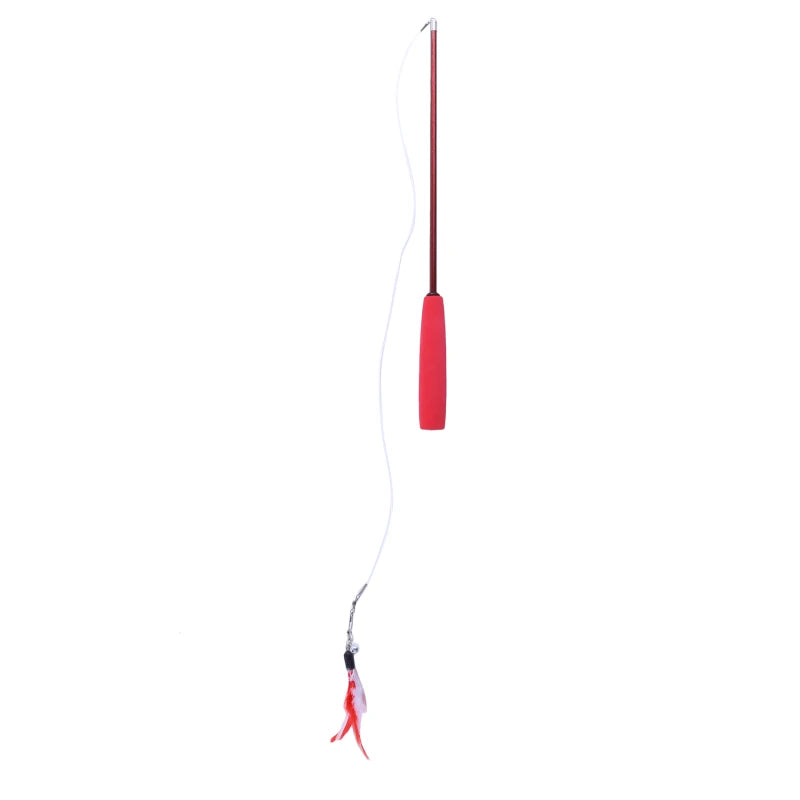 Pet Cat Toy Super Long Three Section Telescopic Rod Cat Teaser Stick Feather Replacement Head Cat Teaser Supplies New