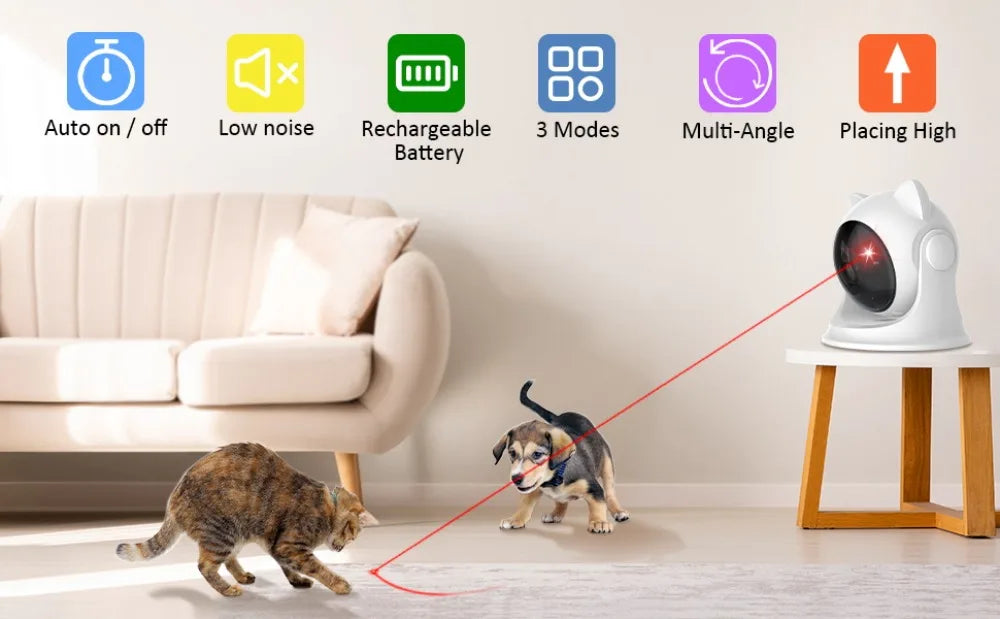 ATUBAN Automatic Cat Laser Toys, Interactive Cat Toys Built-in Real Motion Sensor, Multi-Angle Adjustable Rechargeable Pet Toys