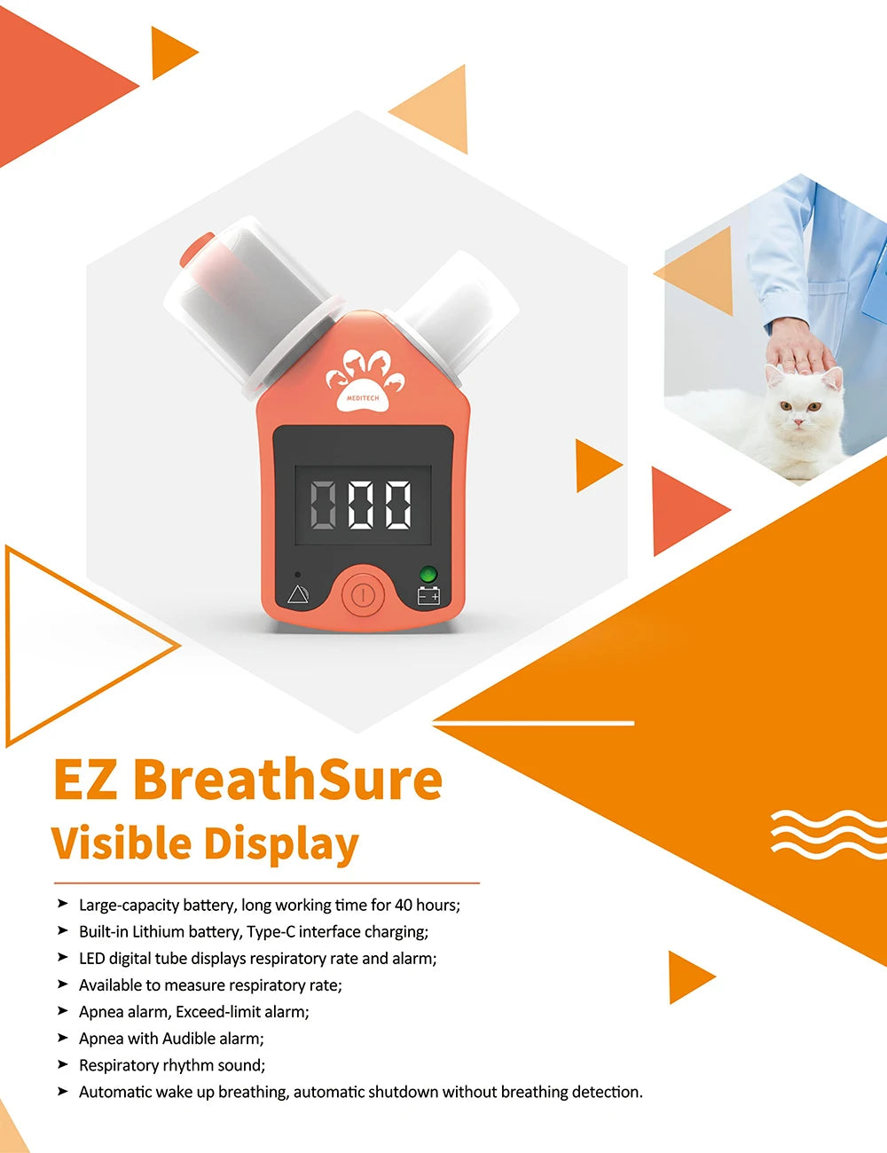 Pet supplies Automatic Wake Up Breathing,Automatic Shutdown Without Breathing Detection，Pet Care Room EZ Breathsure Visible