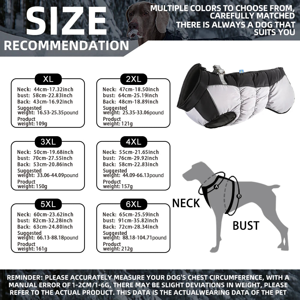 Large Dog Jacket Waterproof Dog Clothing Medium and Large Dog Winter Pet Clothing Labrador Coat Labrador German Shepherd Vest