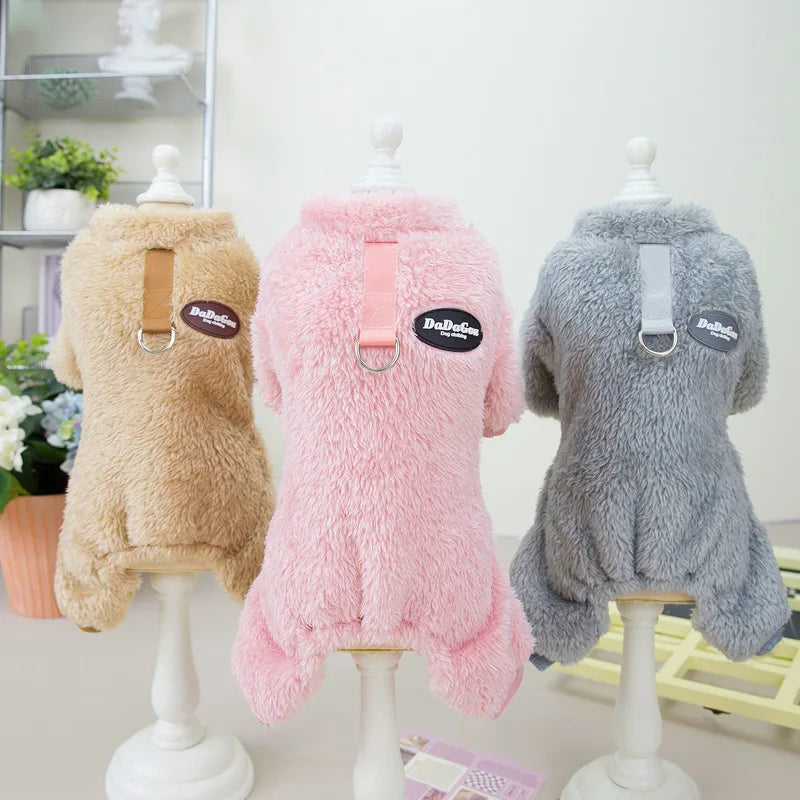 Thermal Fleece Dog Jumpsuit Pajamas Warm Puppy Kitten Sleepwear for Chihuahua Poodle Small Pets Soft Comfortable Pet Clothing