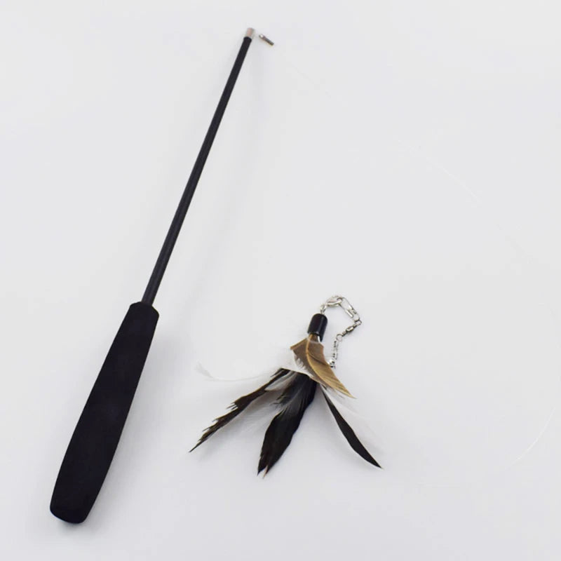 Pet Cat Toy Super Long Three Section Telescopic Rod Cat Teaser Stick Feather Replacement Head Cat Teaser Supplies New