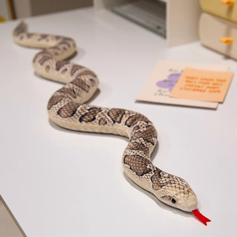 100/150cm Simulation Long Pattern Boa Snake Plush Doll Realistic Black And White Pattern Silver Ring Snake Toy For Boys Pet Toys